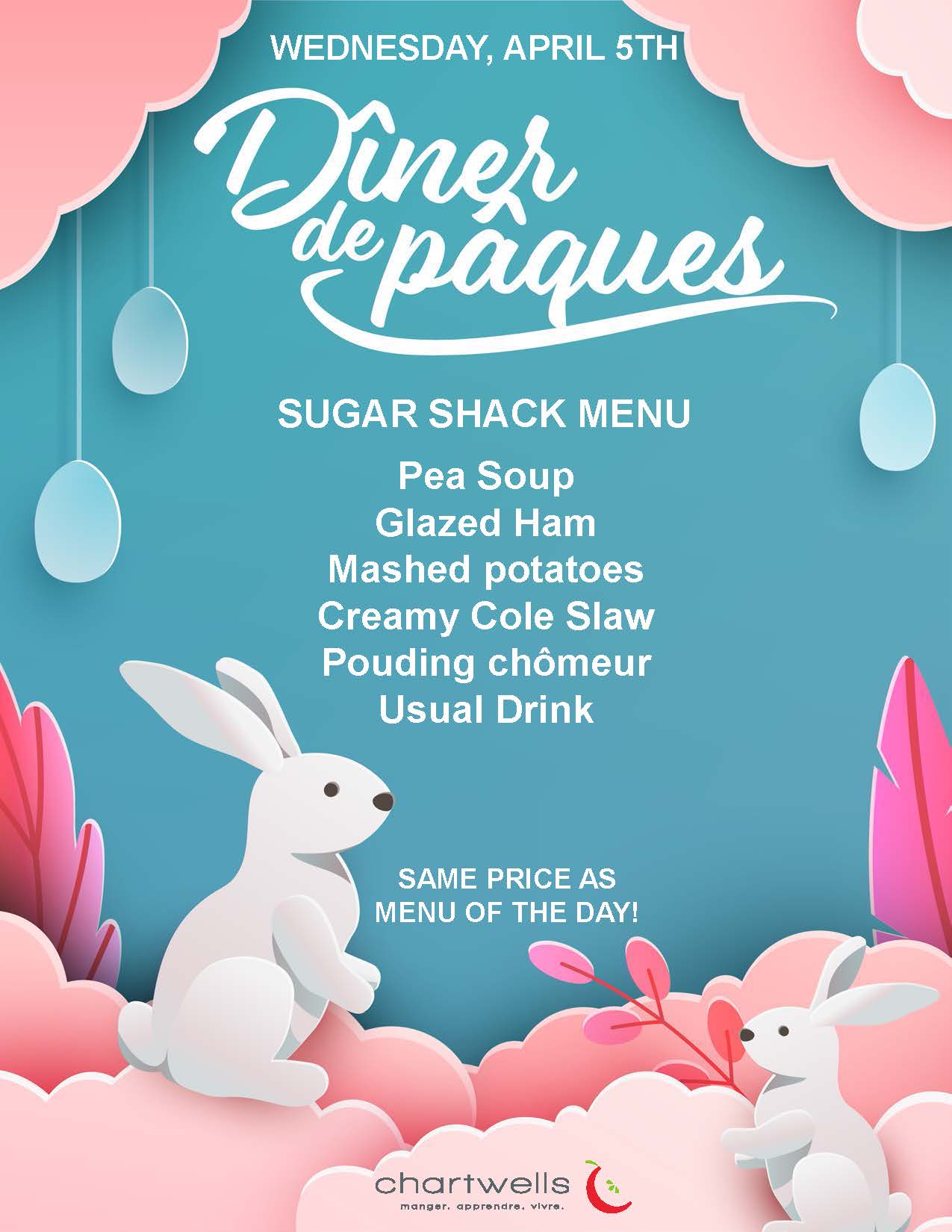 St. Johns School Easter menu at the cafeteria Riverside School Board